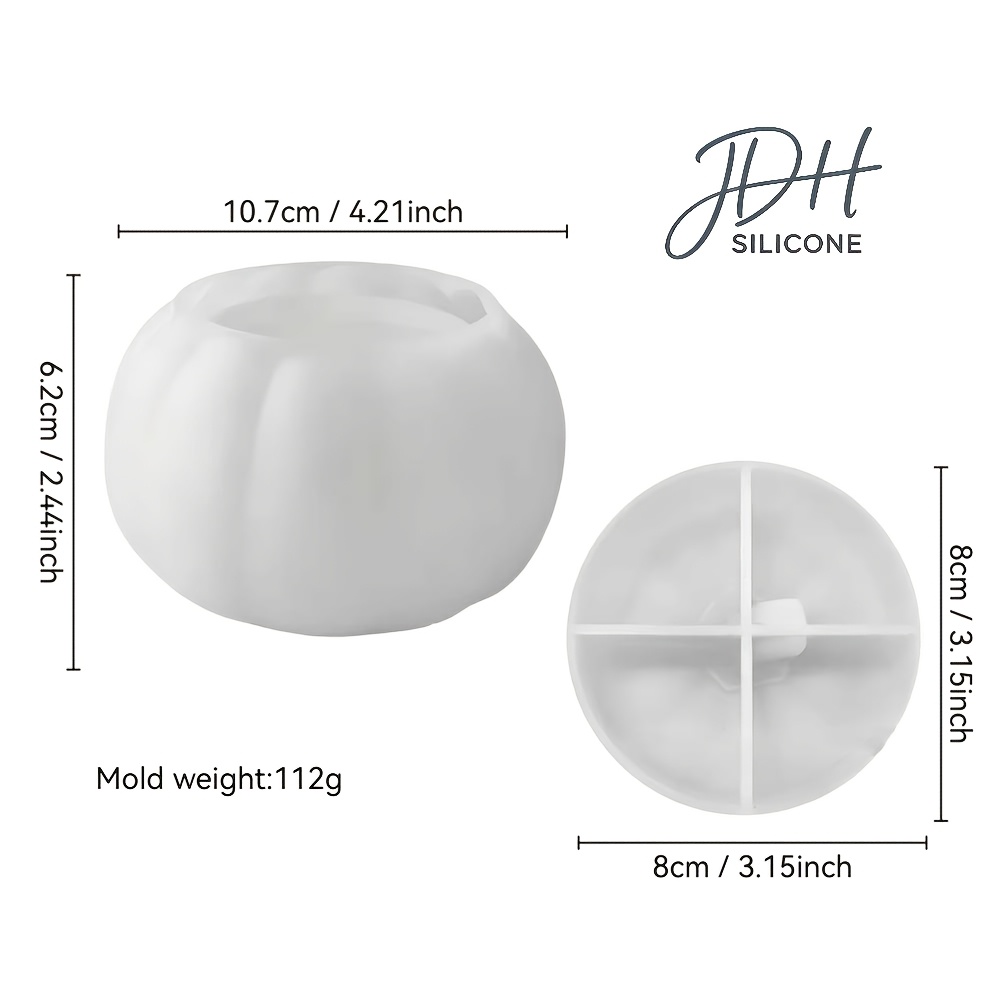 TEMU Moule Citrouille 3D en Silicone JDH avec Couvercle pour Bougies DIY, Artisanat en Résine, Fabrication de Savon - Moule Réutilisable Antiadhésif