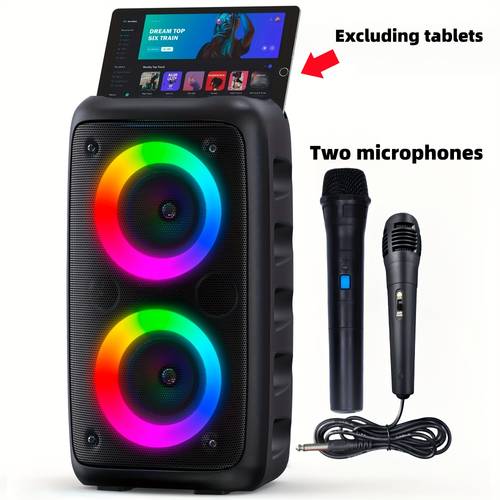New Portable Wireless Speaker with Microphone, Large Speaker, Portable Speaker, Subwoofer, Outdoor Wireless Speaker, Party Disco Light, TWS, TF, AUX, MIC, Suitable for Parties, Birthday Gift