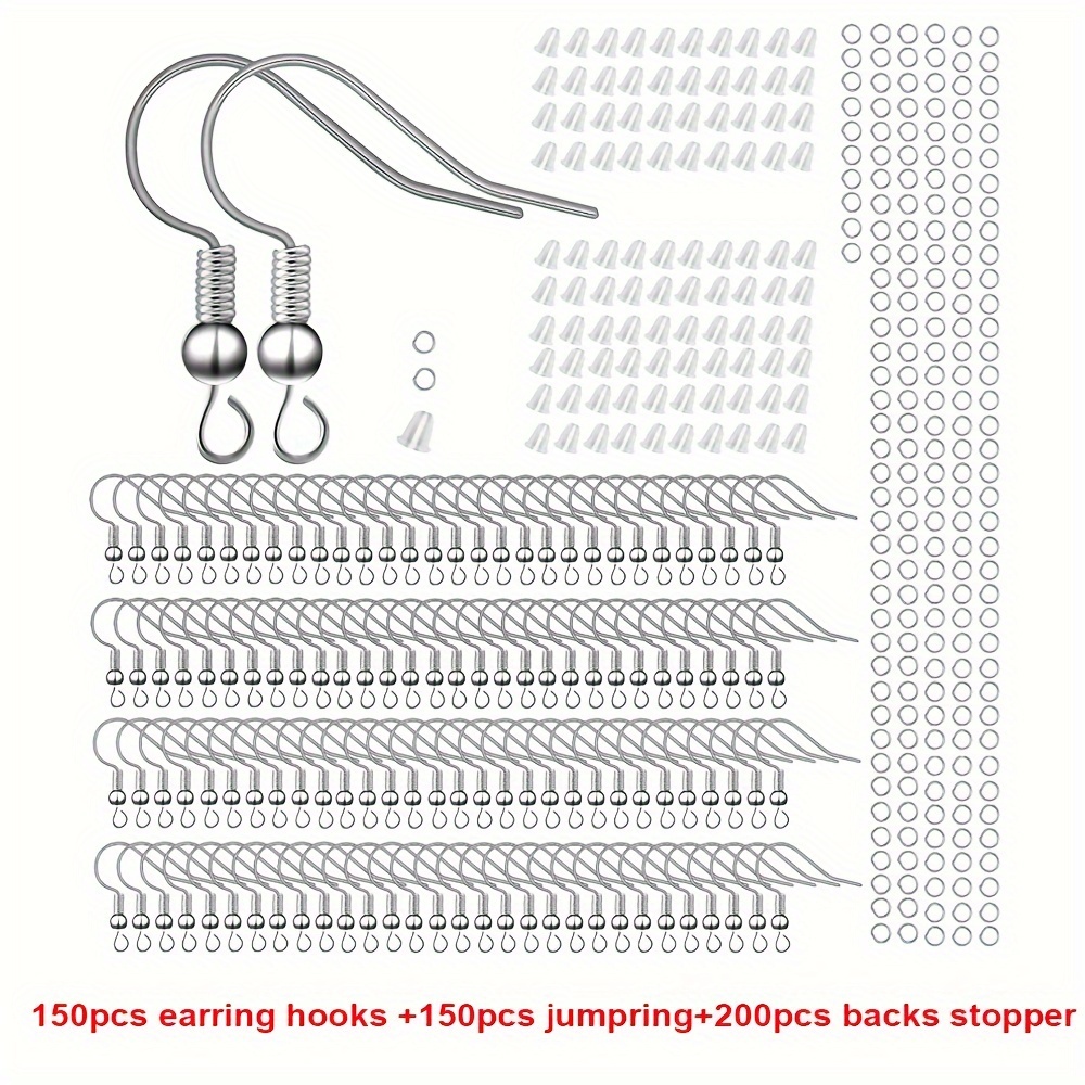  925 Sterling Silver Earring Hooks Hypoallergenic, 100Pcs Ear  Wires Fish Hooks Earrings for DIY Jewelry Making with Jump Rings and Clear  Rubber Earring Backs (Silver)