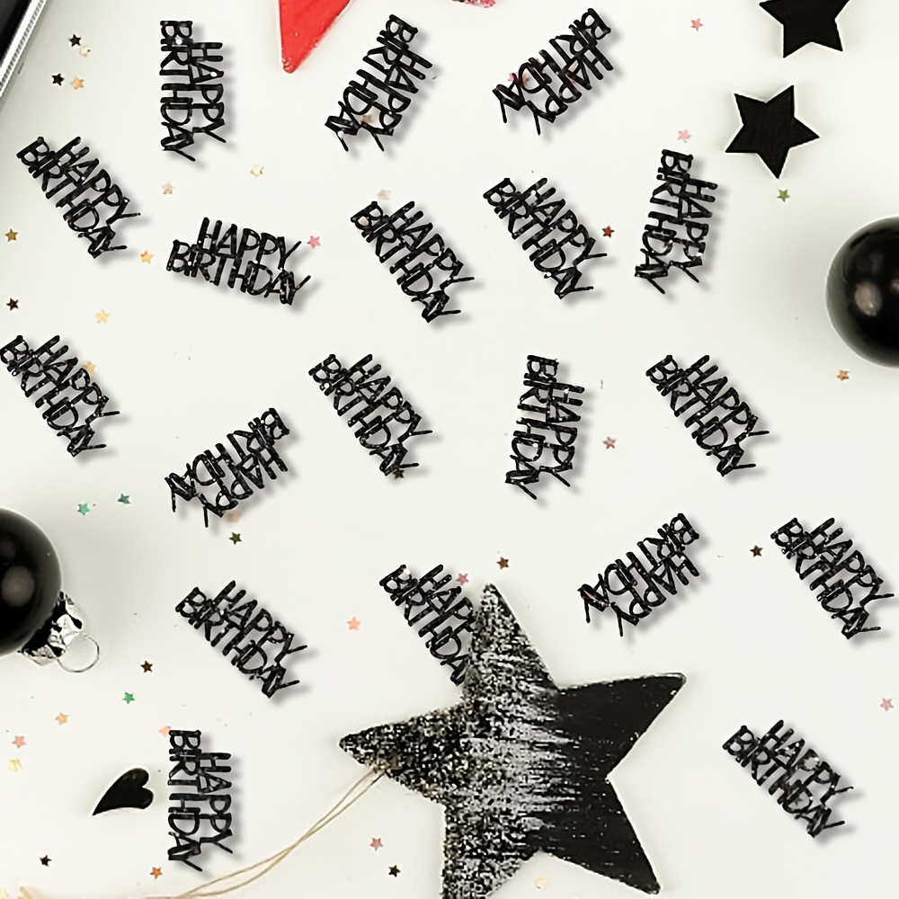 Image of 60pcs, Black Glitter Table Confetti, Birthday Confetti, Purple Birthday Confetti, Suitable For Birthday Party Themed Party Decorations