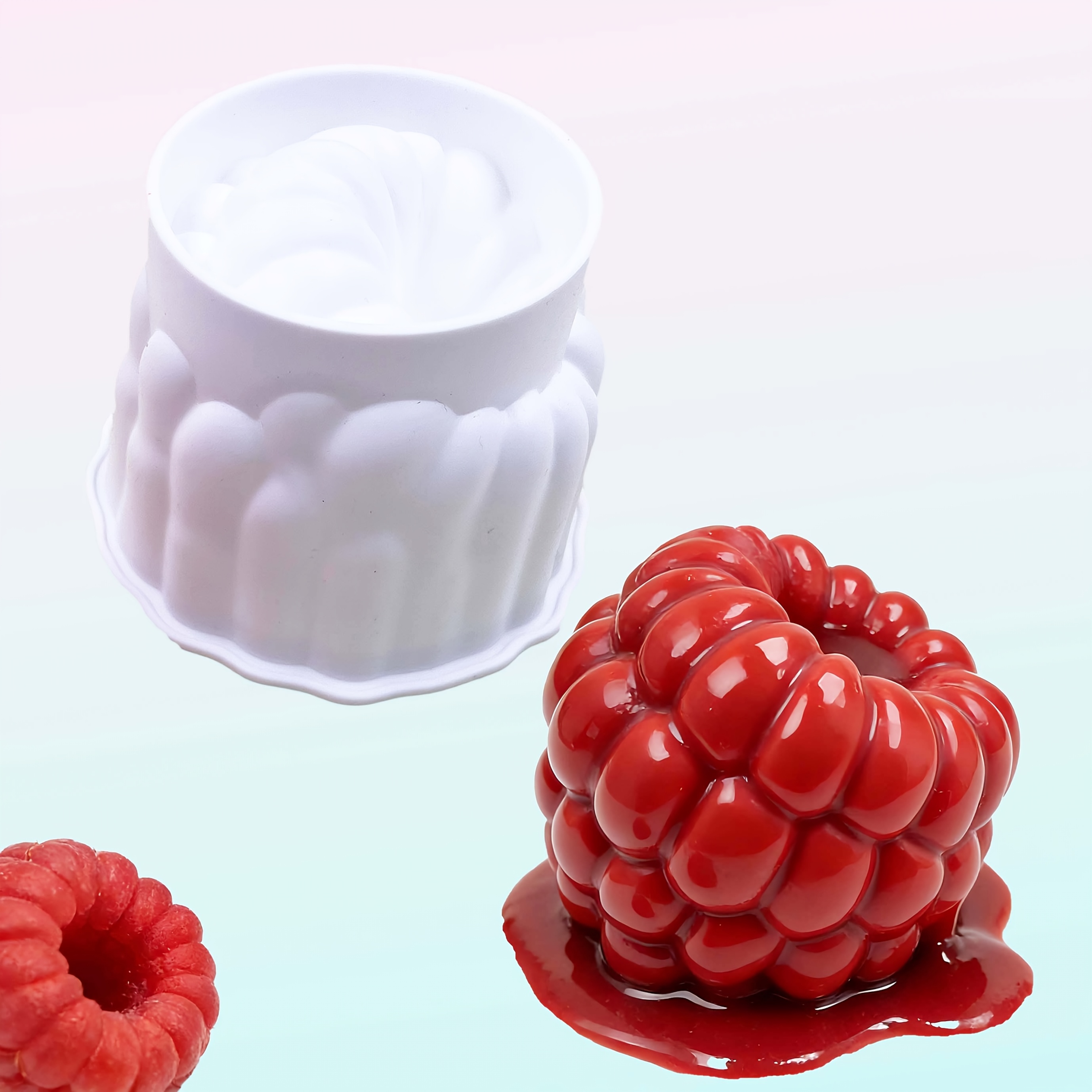 Oversized Raspberry Silicone Mold With A Clear Texture For Mousse Cakes, Chocolate Candies, Ice Cream, And Fruit-shaped Baking