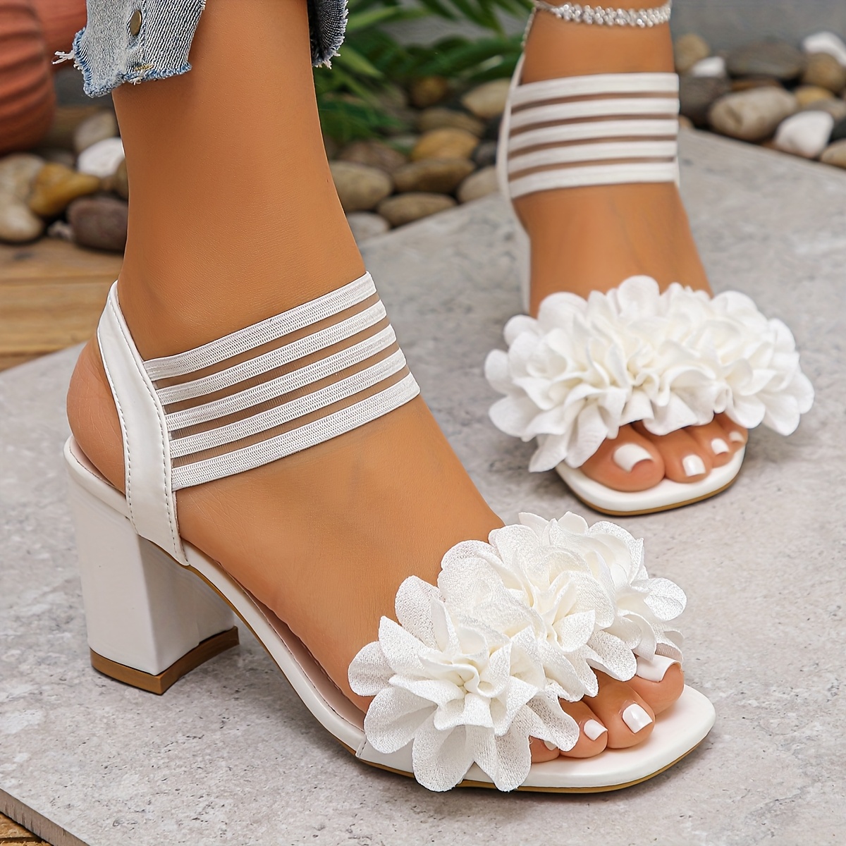 new summer floral chunky heel sandals women - Temu Oman