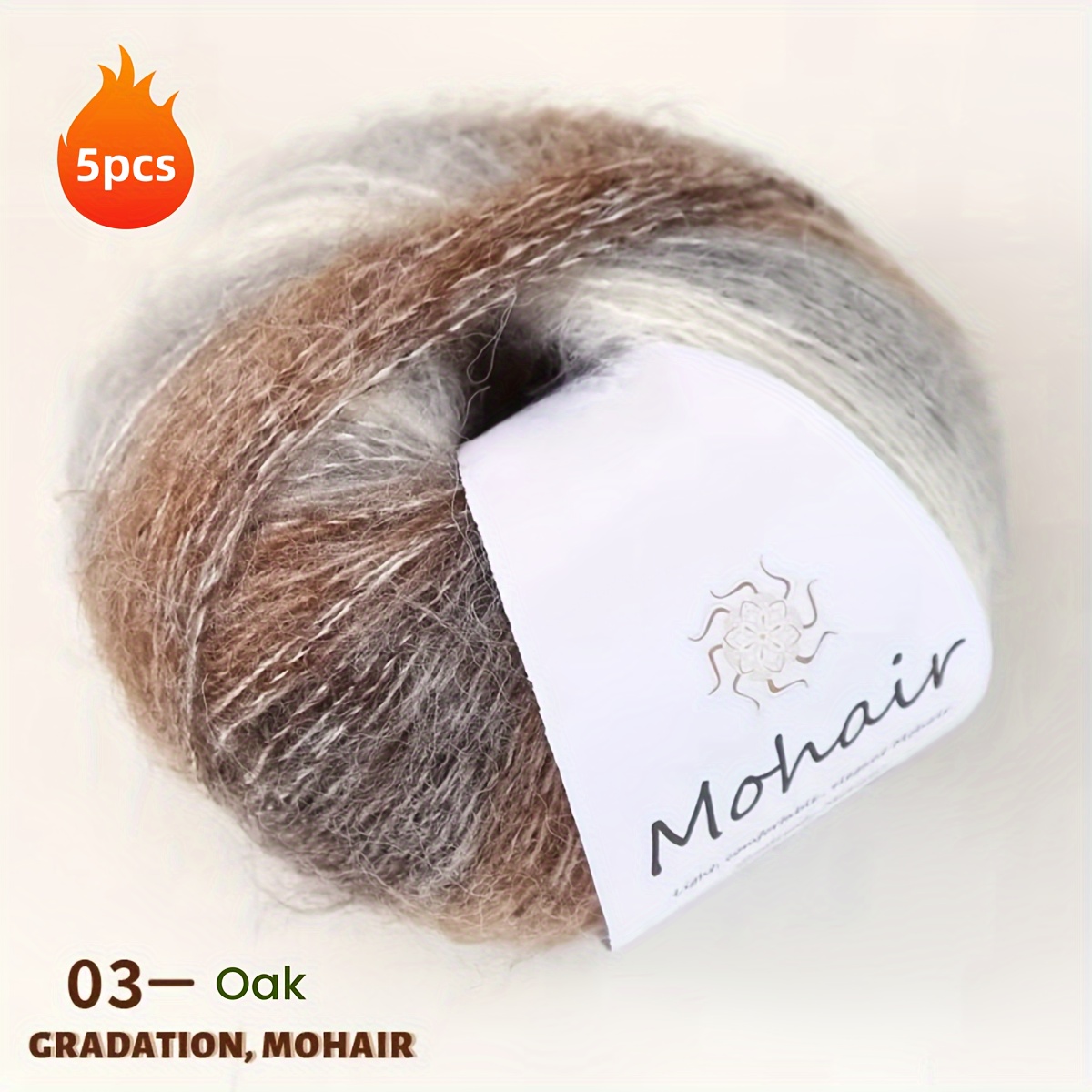 Image of 5pcs Mohair Colored Yarn Gradient Hand-dyed Mohair Hand Knitting Yarn For Crocheting And Knitting Scarf Shawl Sweater Color