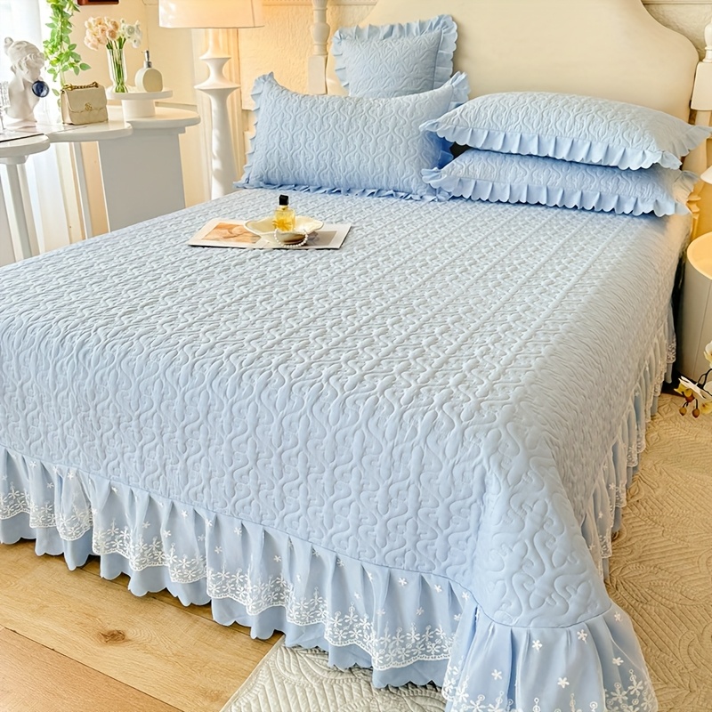 TEMU 3pcs Bedspread Set Three-piece Set, Suitable For And Hand Washable, French Princess Bedspread Set (1 X Bedspread And 2 X Pillowcases, Without