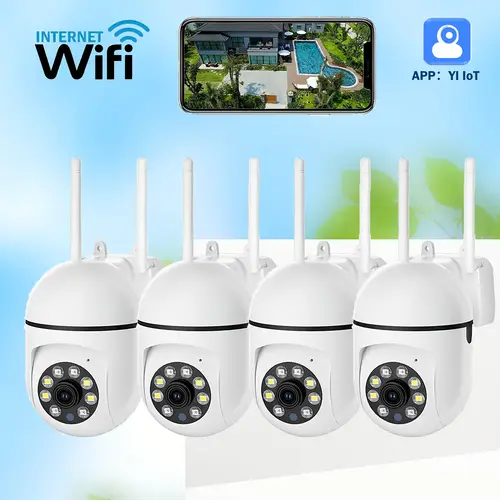 set of 4pcs home security cameras with wifi wireless connection color night automatic tracking sound motion detection