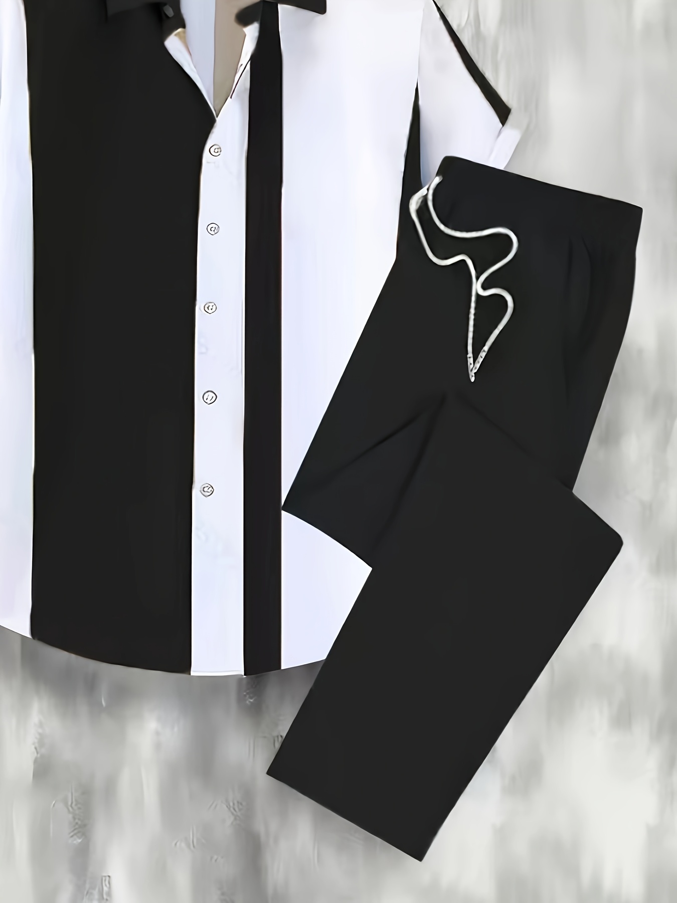 Digital Print Men's Casual Sport Cardigan Button Short Sleeve and Long Pants Set
