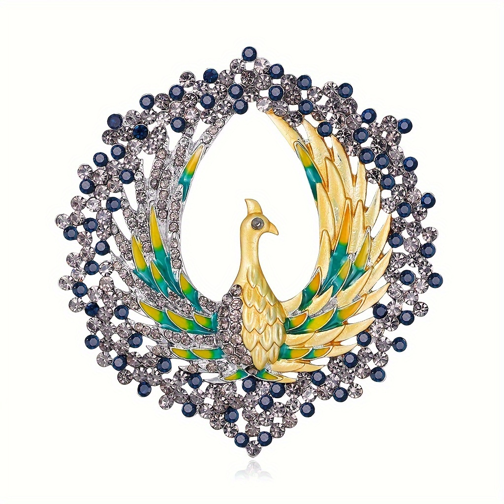 TTjewelry Peacock Feather Rhinestone Brooch Pin - Crystal Sparkly Brooch, Gift Box Included - View #7