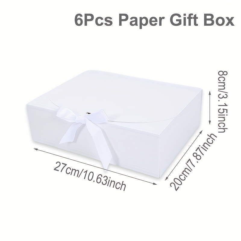 E-shop Geschenk für Sie/Ihn 6 Stück, elegante weiße -Geschenkboxen mit Band, Hochzeits- Brautparty-Dekoration, Happy Birthday-Partyzubehör, Frohe