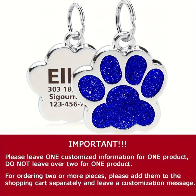 Dog Paw Print Keychain Compatible for Pets - Name & Phone Number/Address Tag with Paw Print - Pet Lover Gift for Dog Owners (Add-Ons Available)