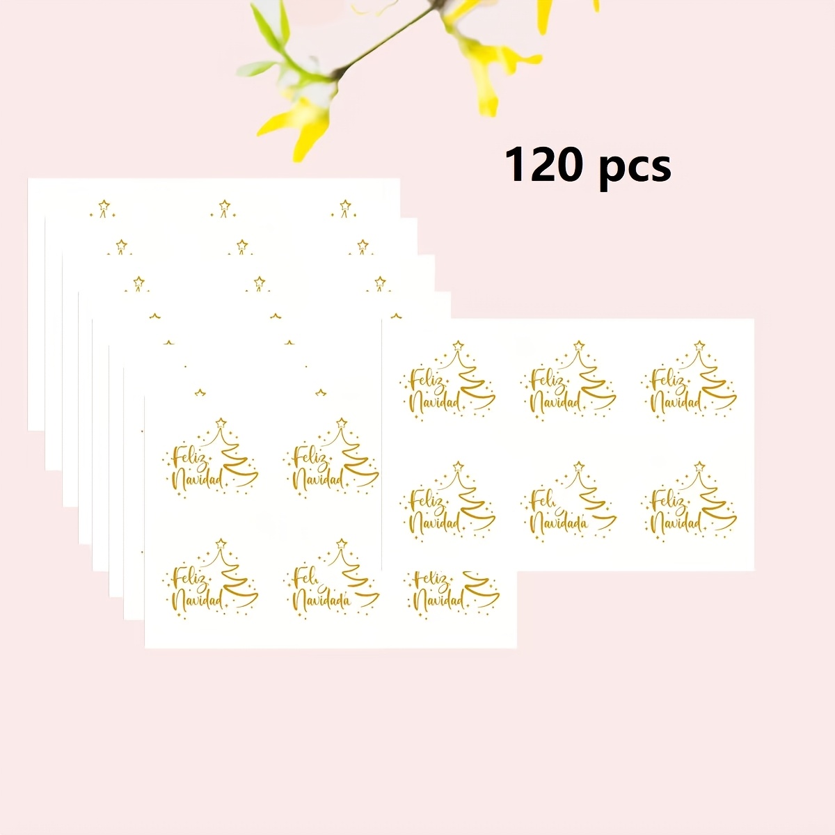 TEMU 120 Stickers Navideñas Navidad - en Español (Ideal para Navidad), Elegantes Etiquetas Doradas para Árbol de Navidad - para Envolver Regalos,
