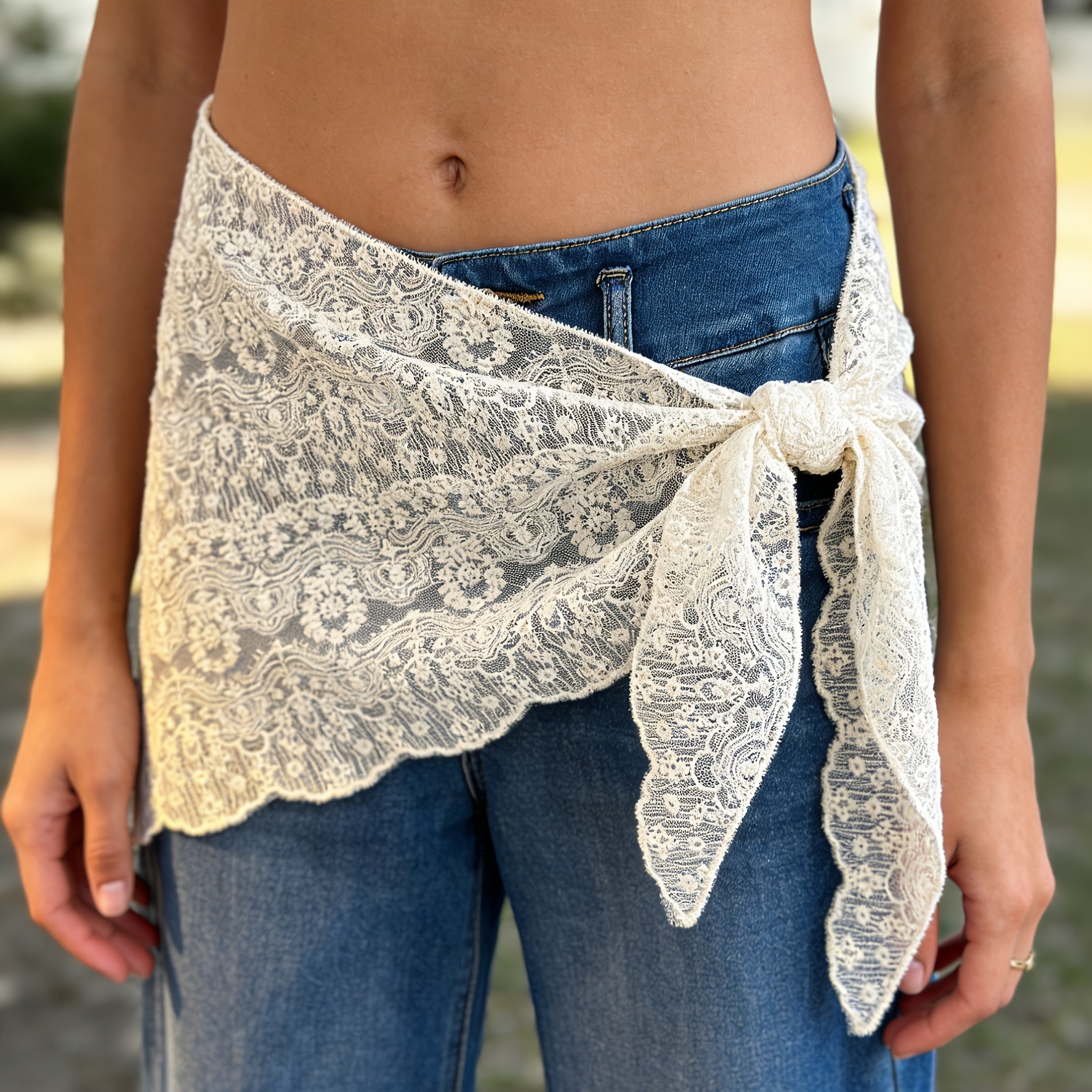 Vintage Lace Triangle Scarf For Waist And Outfit