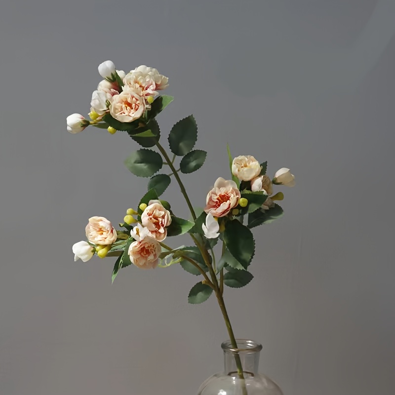 TEMU 1pc Artificial Spray Rose, Faux Flower For Weddings, Engagements And Home Decor - Perfect For Living Room, Kitchen, Garden Parties And Holidays