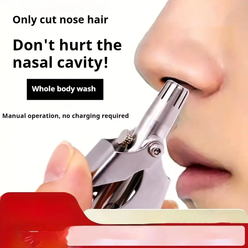 manual nose hair trimmer set for men and women stainless steel 12 teeth   nasal hair clippers waterproof   battery free with clean brush travel organizer Product details 3