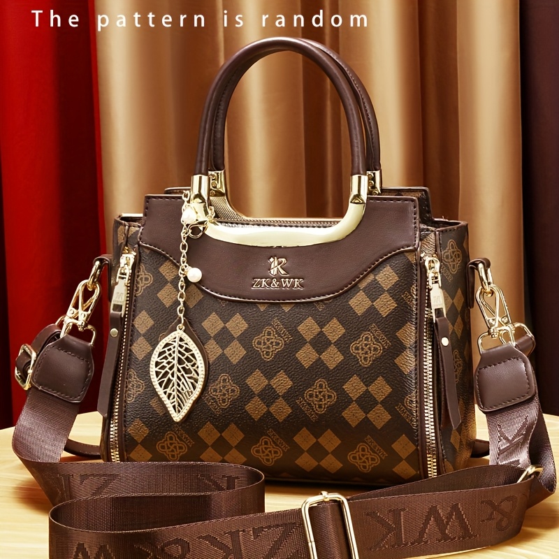 inck kmcrk womens elegant large capacity tote bag with removable shoulder strap checkered pattern hardware polyester lining ideal for work travel and daily use travel tote bag checkered pattern bag polyester lined interior Product details 5