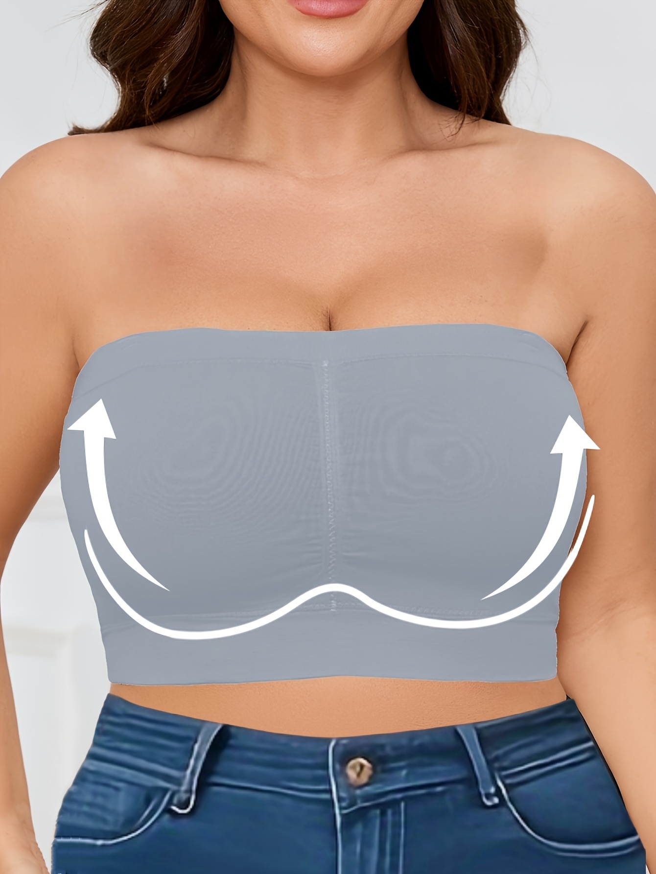 Plus Size Seamless Camisole, Comfortable No-Pad Bralette with Soft Breathable Fabric and Strapless Design