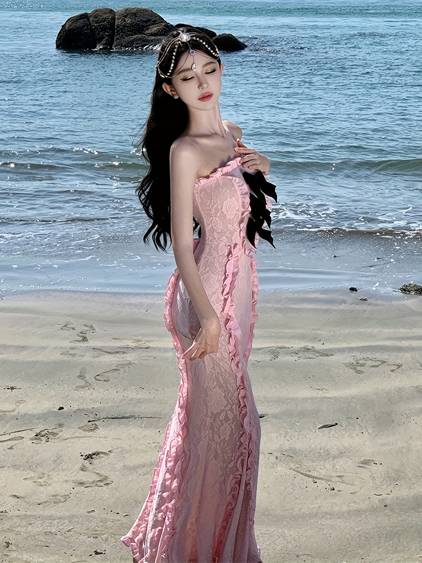 lace short formal dresses Short Red Formal Dress Lace Prom Dress With 1/2 Sleeves main image 1