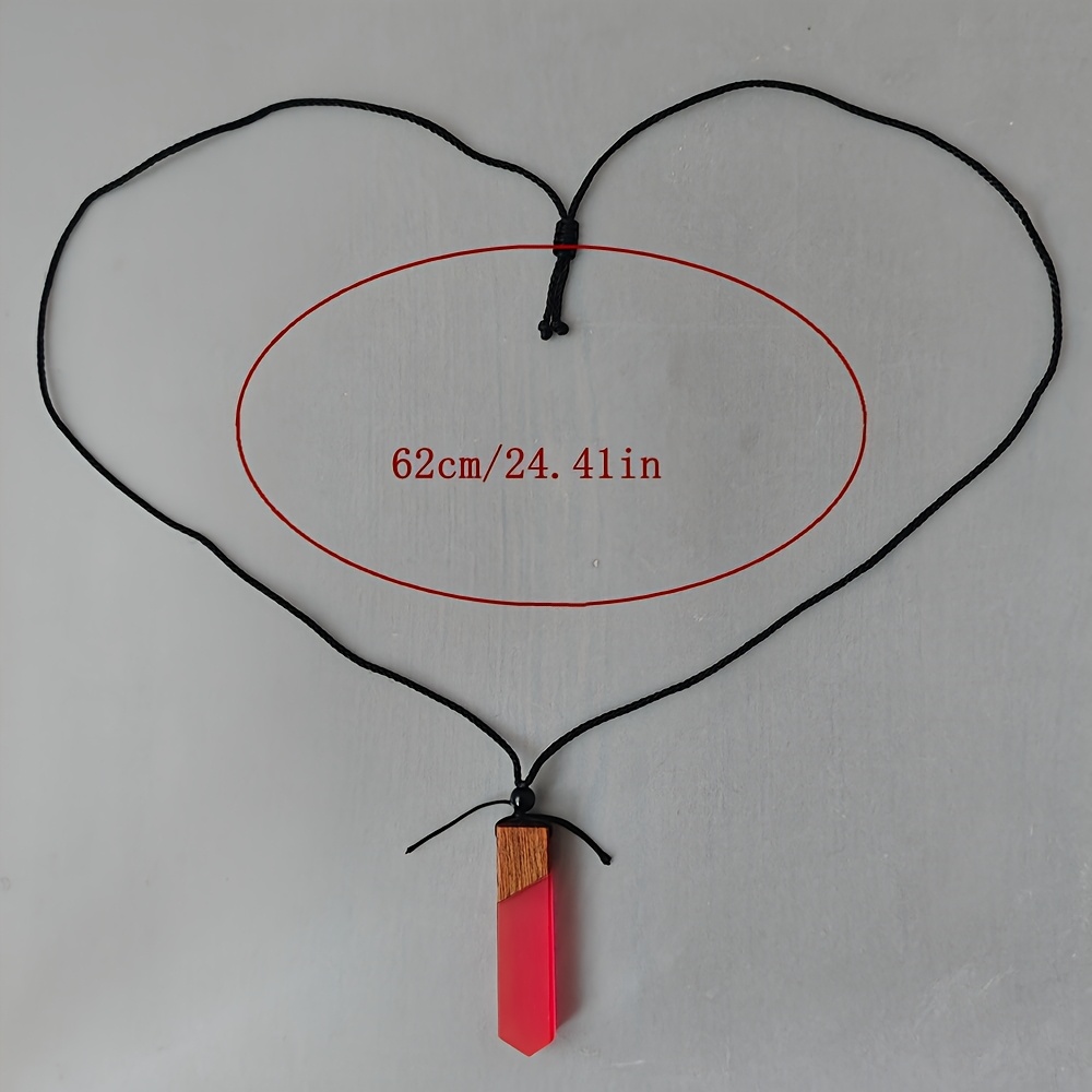 Geometric Resin Wood Pendant Necklace, Unisex Design