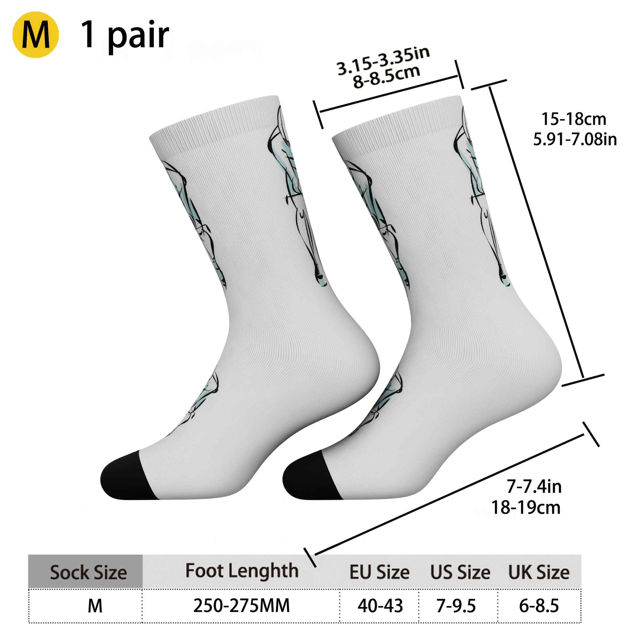 TEMU A Pair Of Men's Mid-calf Socks That Are Quirky And Fun, Featuring Print Designs And Made From Soft, Comfortable Material