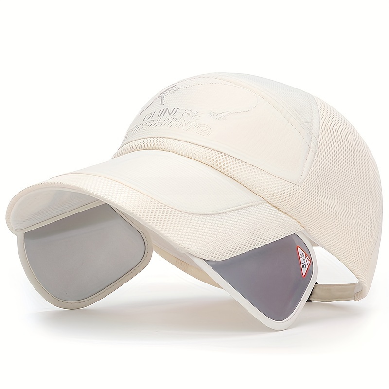 Men's UV Protection Baseball Baseball Hat, Dad Hats, Retractable Brim Hat, Quick Dry Sport Wide Brim, Adjustable Baseball Breathable Mesh Fishing