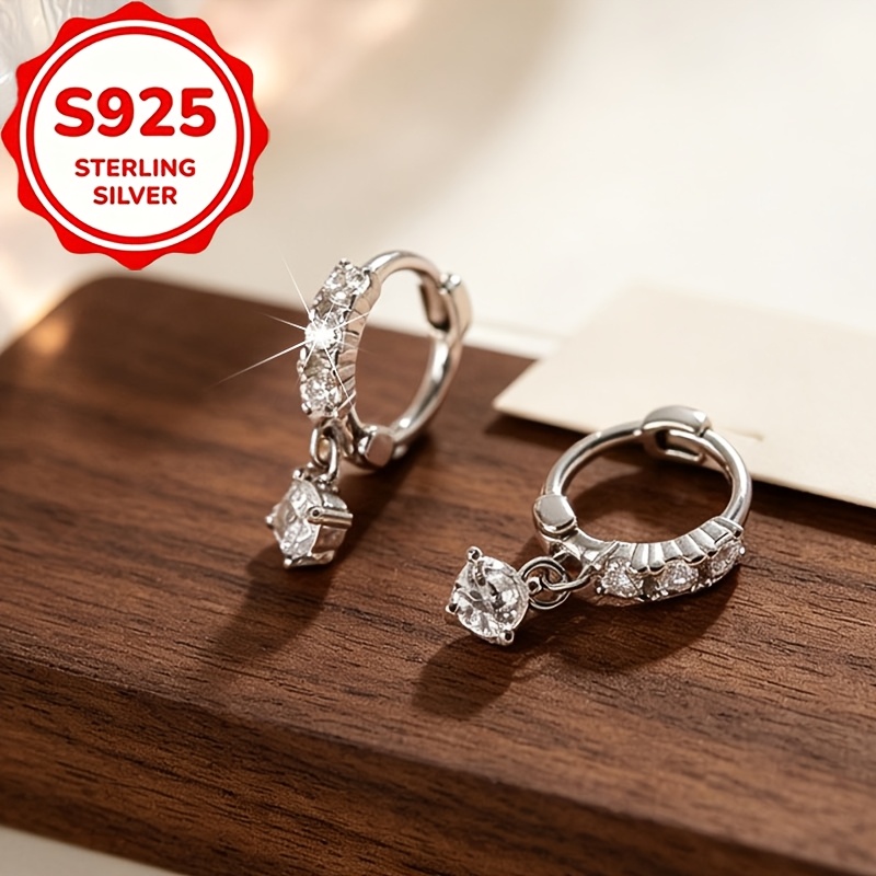 2pcs S925 Sterling Silver Tassel Hoop Earrings, Elegant & Versatile