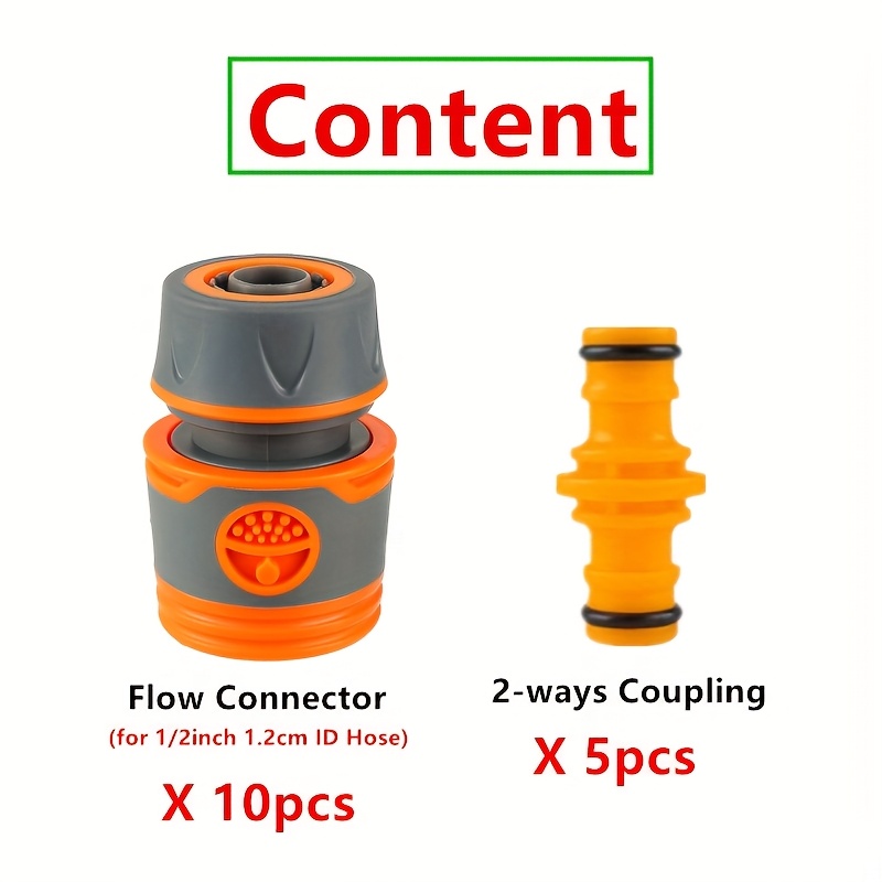 15pcs Hose Connector Kit, Featuring 1/2 Inch Couplings, Designed For Extending Garden Hoses With Double Plugs, Ideal For Home Gardens