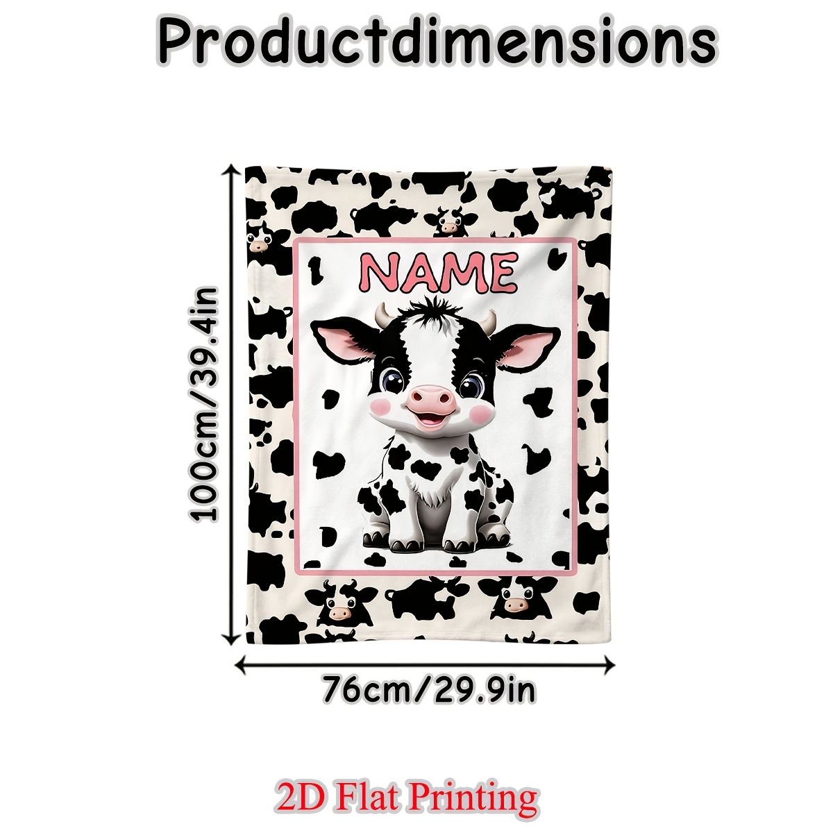 TEMU 1 Personalized Cute Cow Blanket - Lightweight And Soft Flannel Throw With Adorable Cartoon Cow Design, Suitable For Home, Travel, Camping, And