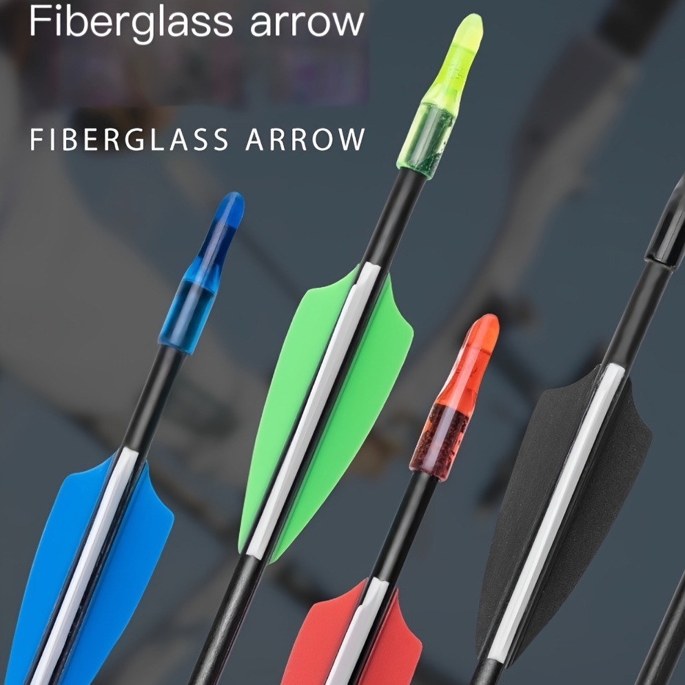 

4 flèches en fibre de verre de 6 mm, flèches d'entraînement pour arc traditionnel et arc recurve durable