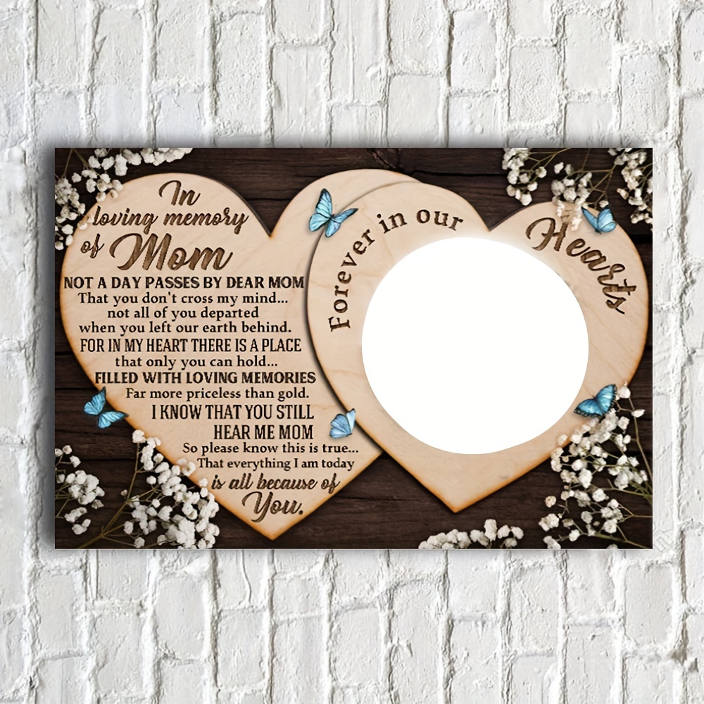 

Sympathy Gifts For Loss Of Mother, Remembrance Mother In Heaven Poem Canvas, Customized Photo, Wooden Framed, 11.8x15.7 Inch