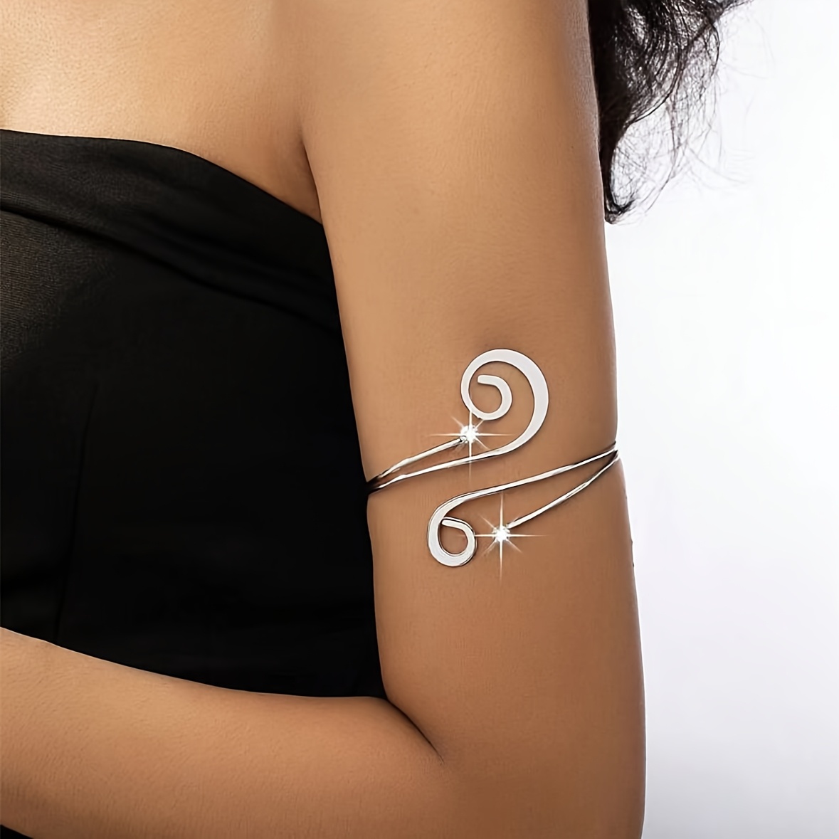 Exquisite Retro Rhinestone Spiral Arm Ring, Statement Accessory