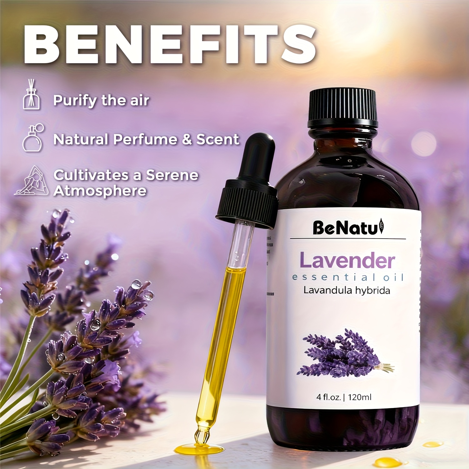120ml (4oz) Lavender Essential Oil for Diffuser, Candle Making, Massage, Soap DIY, and Home Fragrance