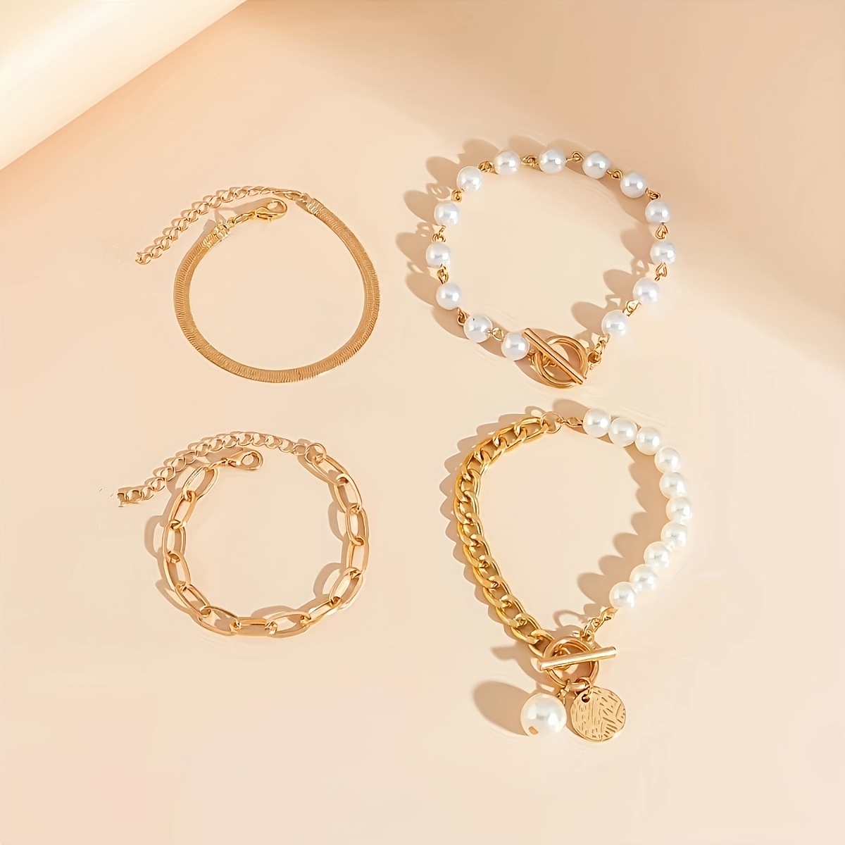 4pcs Chain Bead Bracelet Set