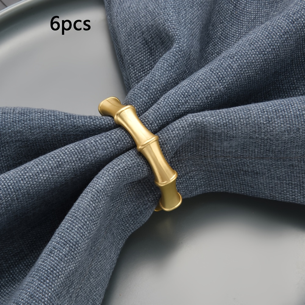 TEMU 4pcs/6pcs Metal Bamboo Napkin Ring Set Creative Geometric Napkin Rings Minimalist Napkin Rings Suitable For Party Dinner Table Decoration