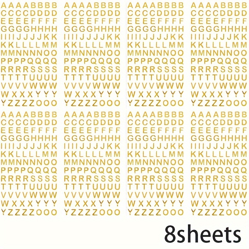1/4/8 Sheets Golden Letter Stickers, Small Glitter Letter Stickers, Self-adhesive Alphabet Stickers For Scrapbooks Graduation Cap Grad Craft Decorations Diy Art