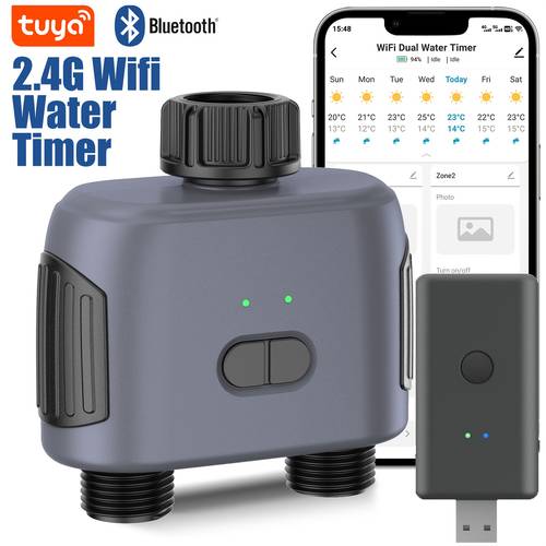 wifi water timer for garden hoses smart sprinkler timer with 2 zones alexa voice control and manual rain delay mode automatic irrigation system for lawns and yards
