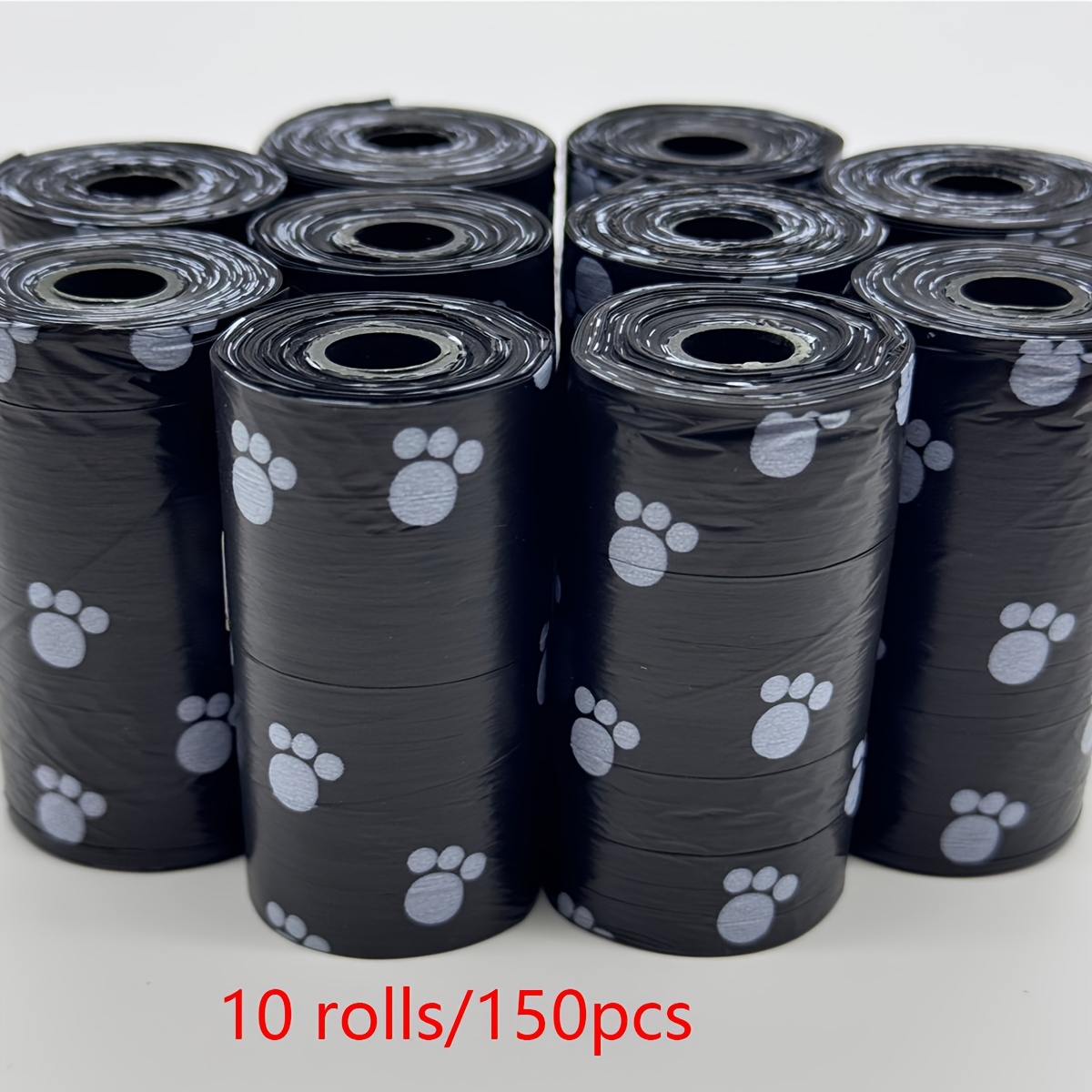 TEMU Paw Print Dog Waste Bags, Thick And Leak-proof Pet Waste Bags, Suitable For Outdoor , Print Design, Animal Waste Disposal, 5 Rolls/75 Pieces, 10 Rolls/150 Pieces, 20 Rolls/300 Pieces