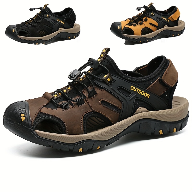 sneakers outdoor hiking wading   thick soled mens sandals comfortable lightweight breathable quick drying   handmade rubber sole hiking shoes