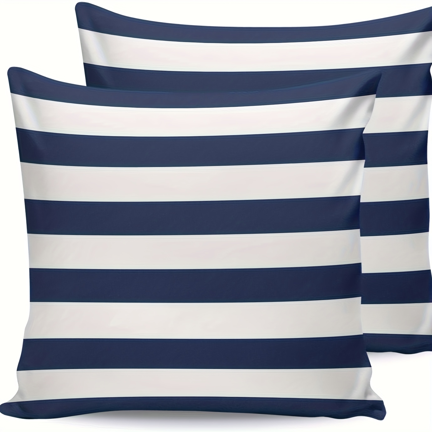 TEMU Simple Navy Blue Outdoor Pillow Covers Set Of 2, Decorative Throw Pillow Case, Nautical Theme Stripesoft Pillowcases