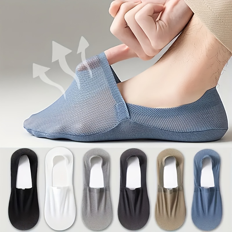 E-shop 6 Paar Herren Ultra Bequeme Einfarbige Unsichtbare Socken - Leichtes und Atmungsaktives Mesh-Gewebe, Weich und Elastisch - für Büro, Freizeit,