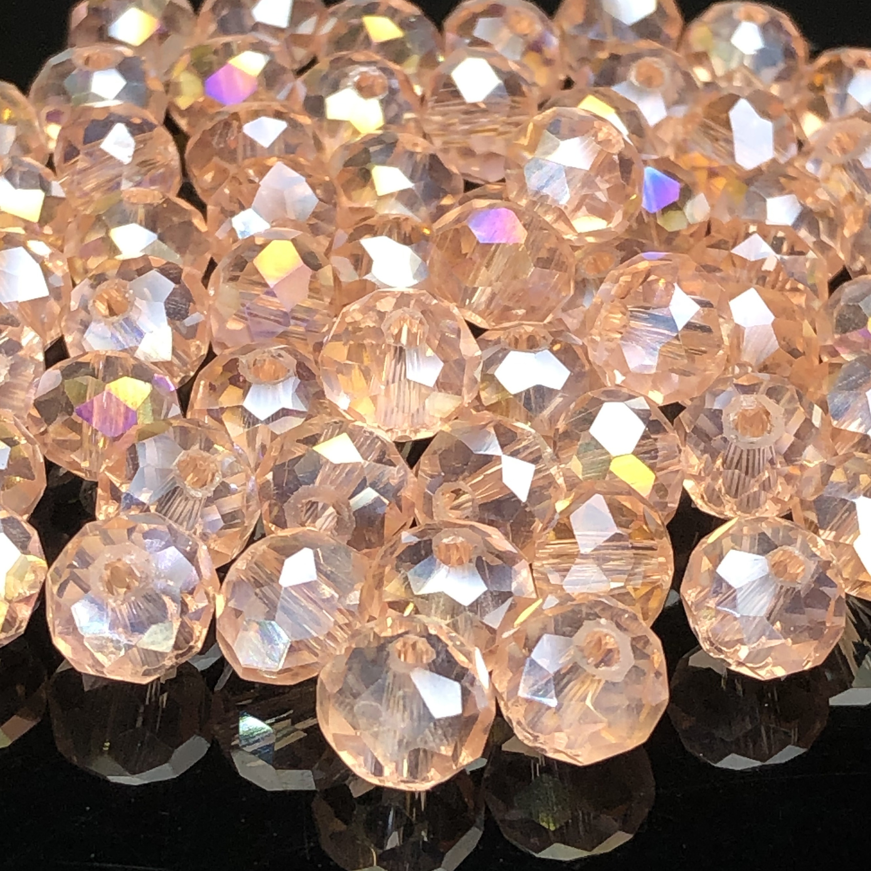 

Perles en Cristal Autrichien Facettées de Haute Qualité AB Transparent Orange Rose, 4/6/8mm - Parfaites pour DIY, & Accessoires de Bijouterie, Eleanbeads