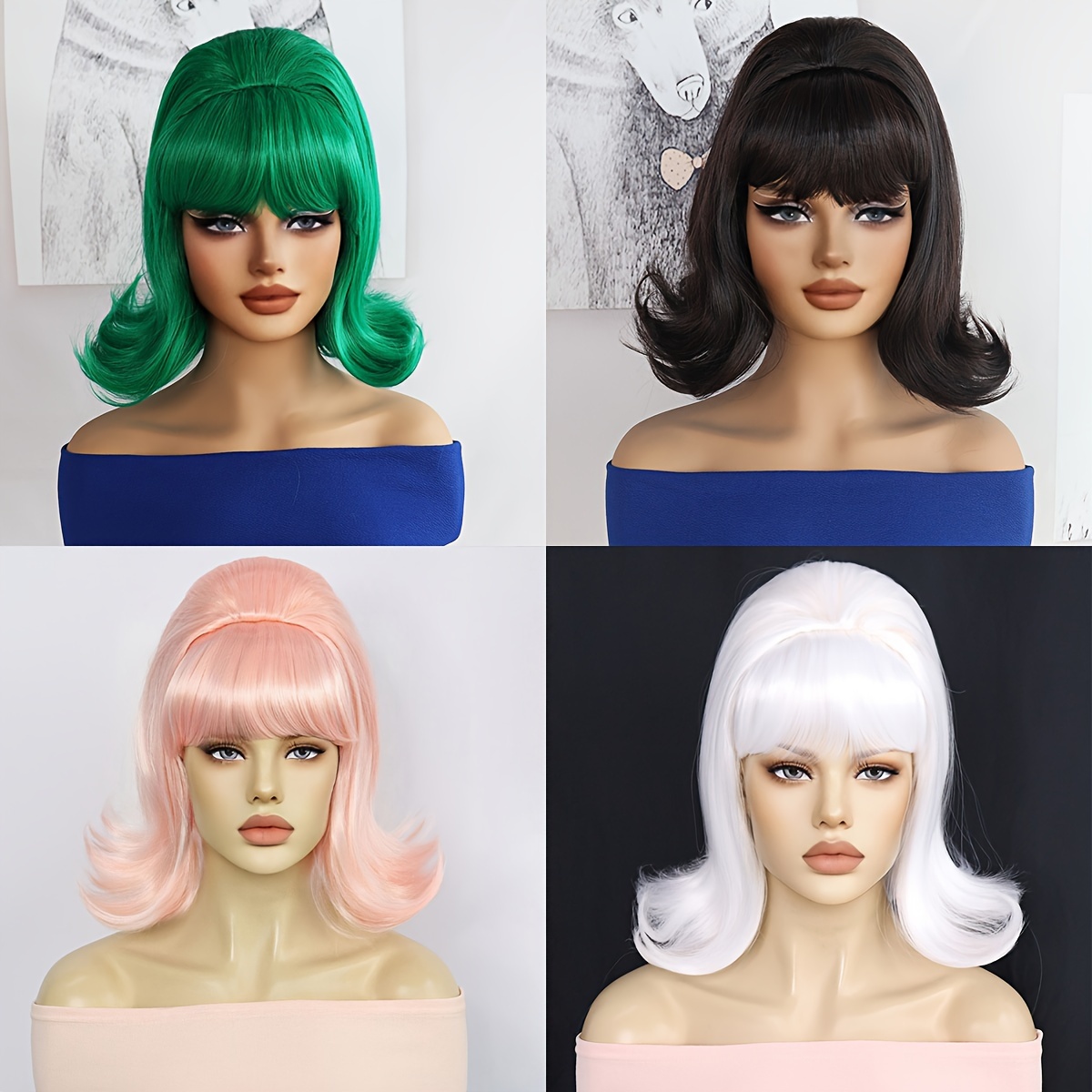 vintage inspired synthetic beehive wig short retro flip Temu