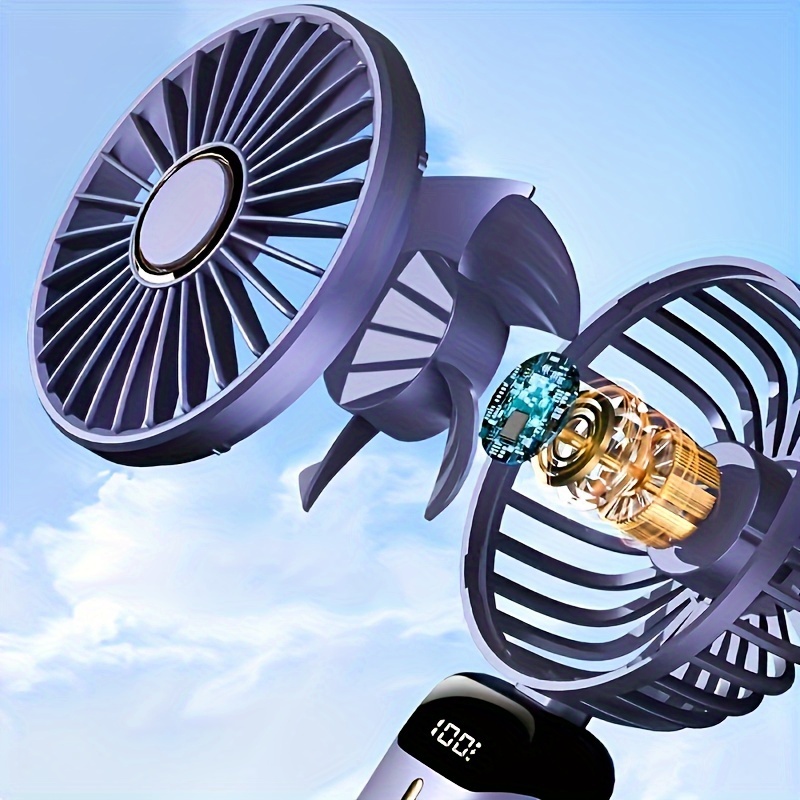 1pc mini portable fan handheld fan personal mini fan usb rechargeable 5   90   powered mini fan with led display desk fan   bedroom outdoor travel camping back to school supplies details 3