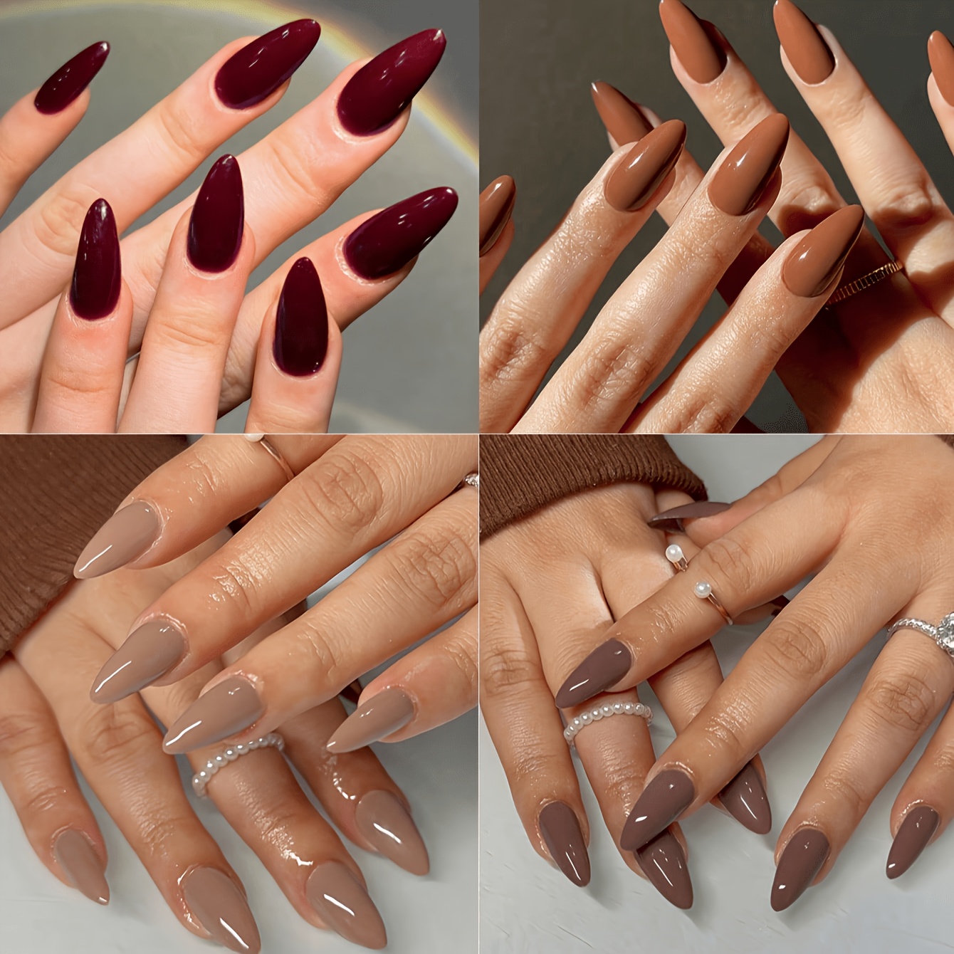 TEMU Juego de 96 uñas postizas de media con forma de larga en acrílico. Ideal para mujeres, aptas para uso diario y ocasiones especiales
