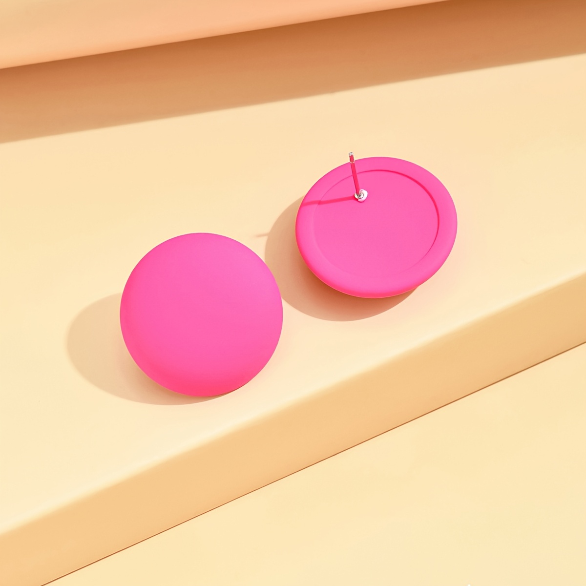Women's Green Acrylic Circle Stud Earrings, Everyday Accessory