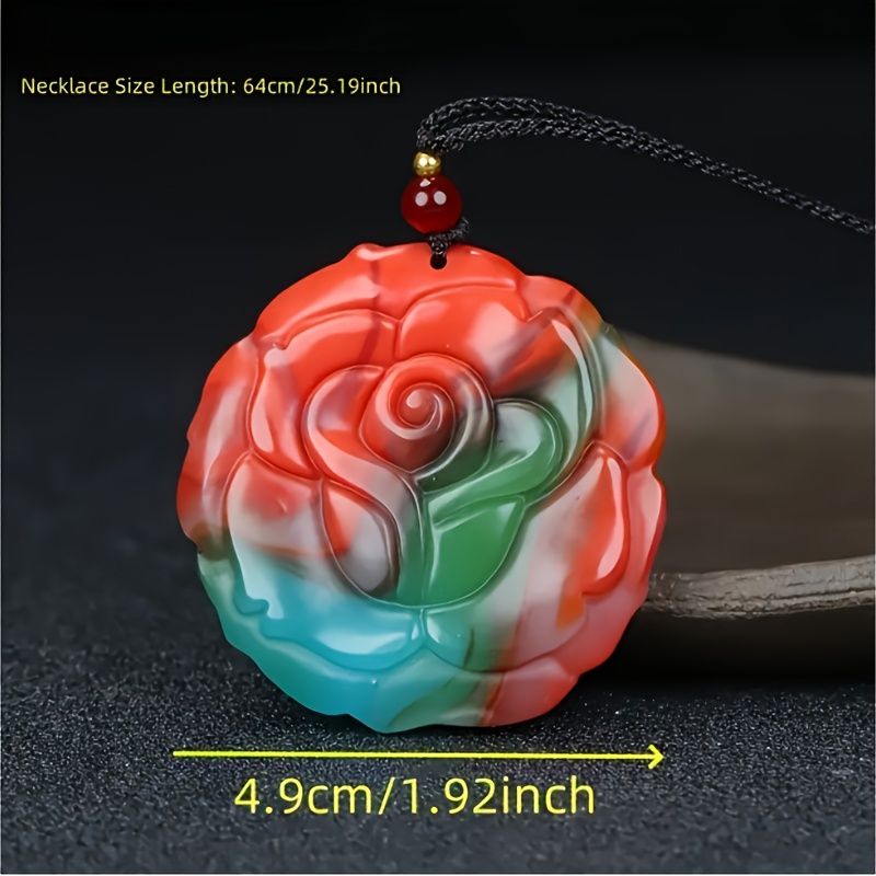 Elegant Large Rose Pendant Necklace in Vibrant Colours