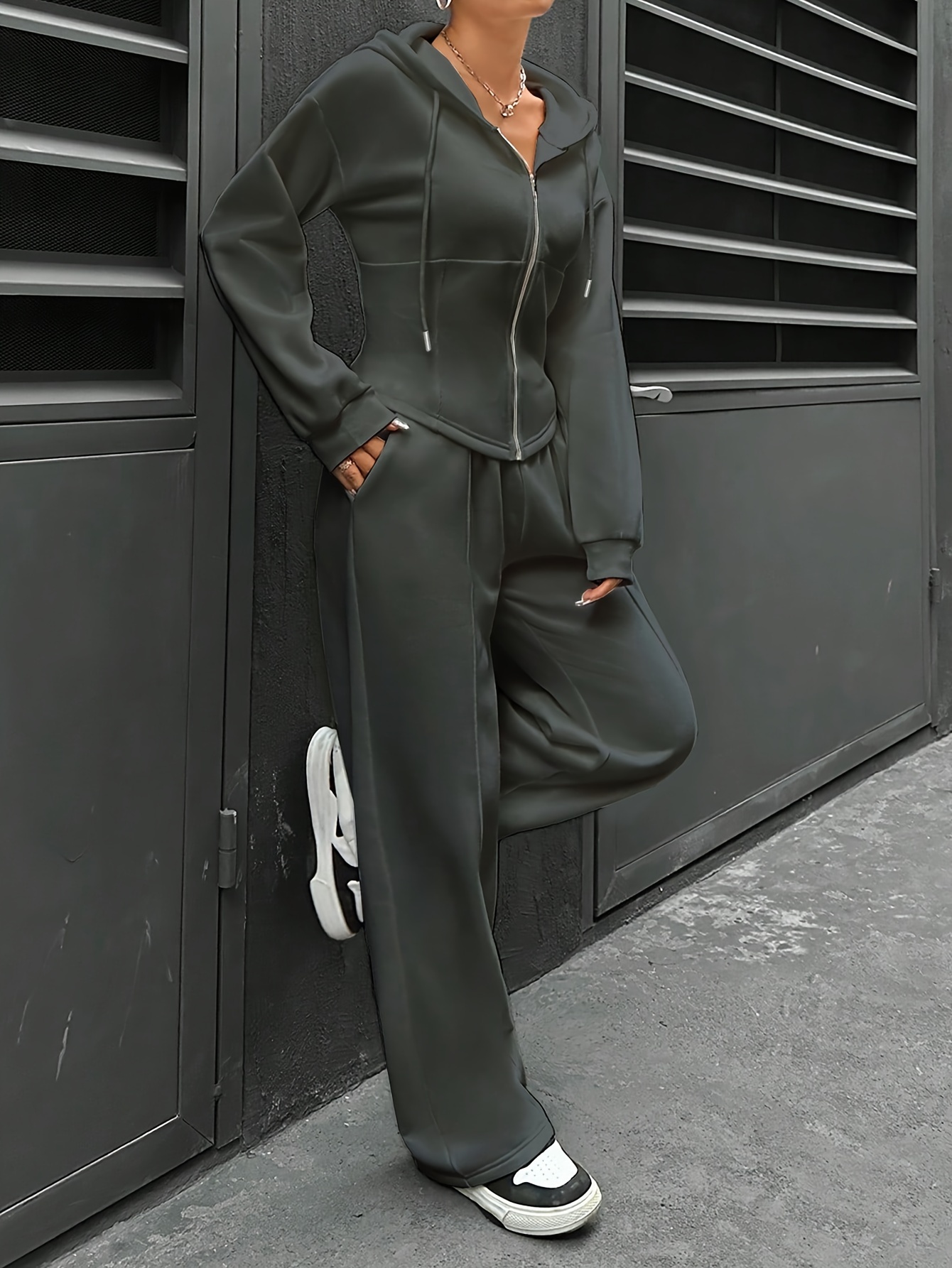 weißes kapuzenpullover joggerhose damen reißverschluss Temu Austria