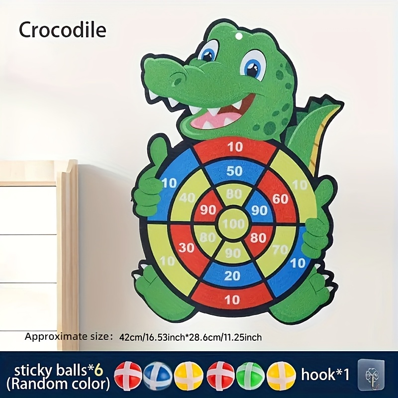 Crocodile Dart Board Game - 1pc, Polyester, Large Send Hook, Interactive Indoor & Outdoor Fun For Hand-eye Coordination, Includes 6/3 Sticky Balls (ball Random)