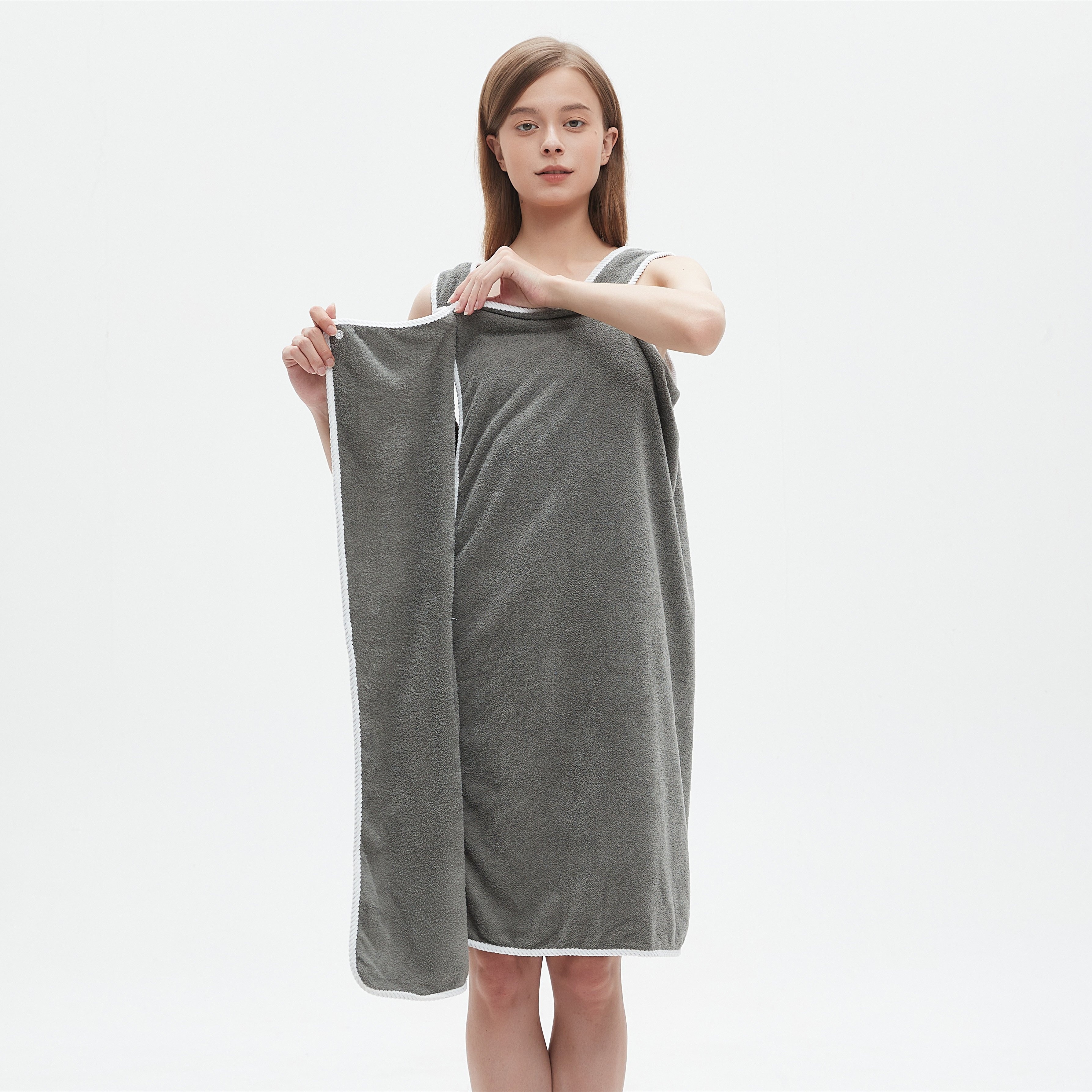 1pc ultra velvet bath towel skirt with bowknot design quick dry loss fits most 52 574 132lbs 176lbs grey hand or machine washable details 2