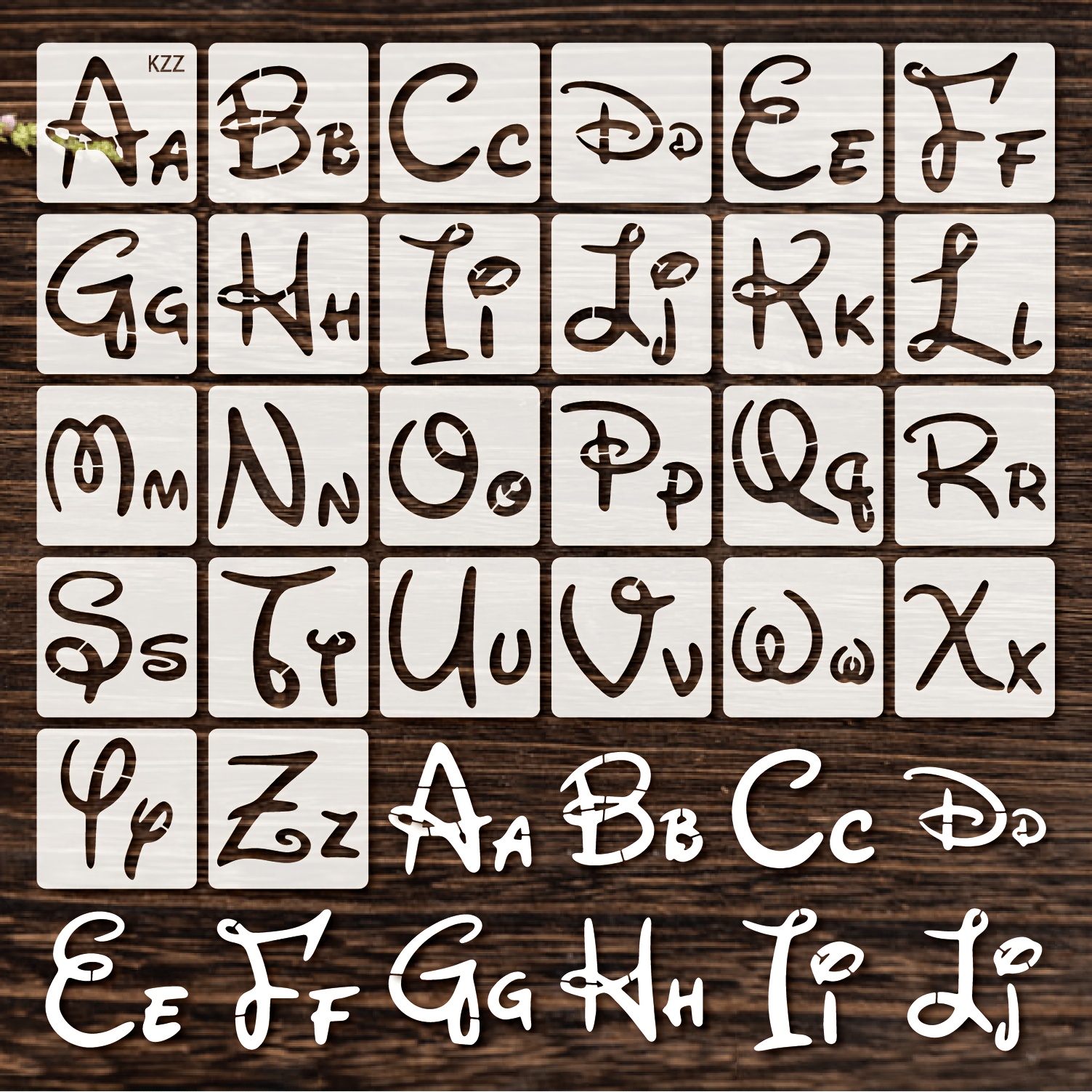 Image of Kzz 26pcs Letter Stencil Set Reusable Painting Templates Suitable For Walls, Canvas, Furniture Washable Diy Craft Art Supplies Perfect For Home Decor Engraving Projects