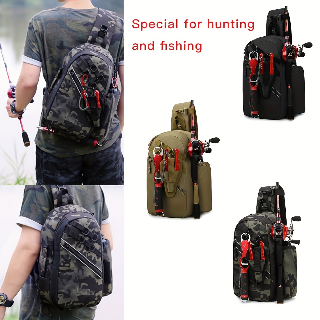 Tactical Backpack Fishing, Canvas Fishing Bag 3 Colors