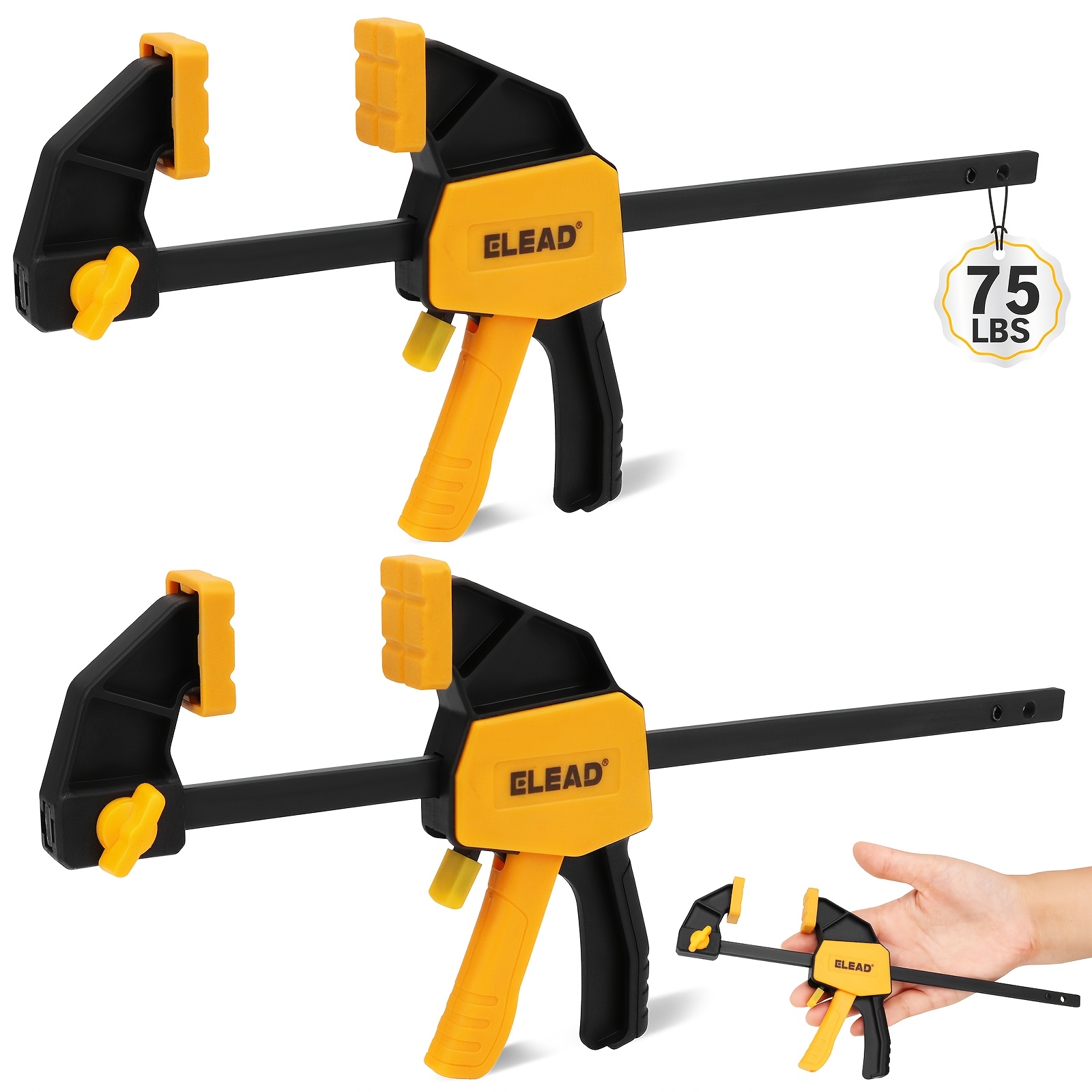 TEMU ELEAD 6" Mini a Barra per Lavorazione del Legno, 2 Pezzi Morsetto a F/Spreader , Morsetto per Legno con Limite di Carico di 75LBS, a Sgancio per